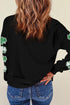 Lucky Shamrock Sleeve Graphic Crew Neck Pullover Sweatshirt