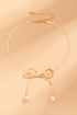 Lustrous Bow Detail Plated Metal Chain Necklace