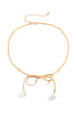 Lustrous Bow Detail Plated Metal Chain Necklace