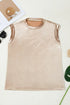 Lustrous High Neck Padded Shoulder Muscle Top