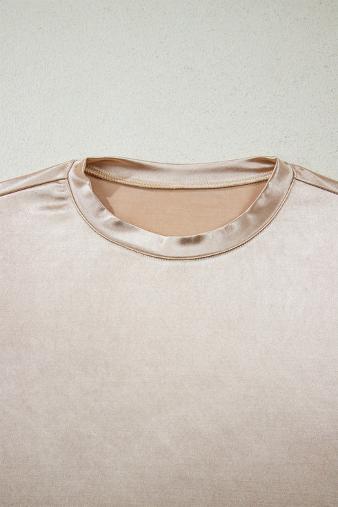 Lustrous High Neck Padded Shoulder Muscle Top