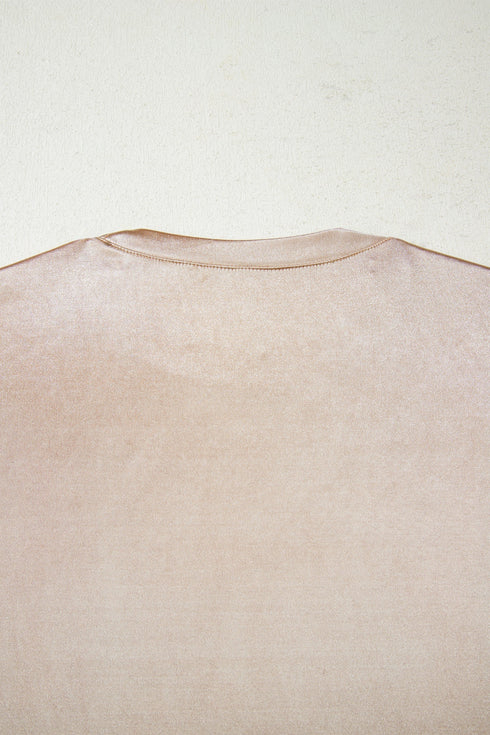Lustrous High Neck Padded Shoulder Muscle Top