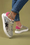 Lustrous Star Print Round Toe Slip On Flat Shoes