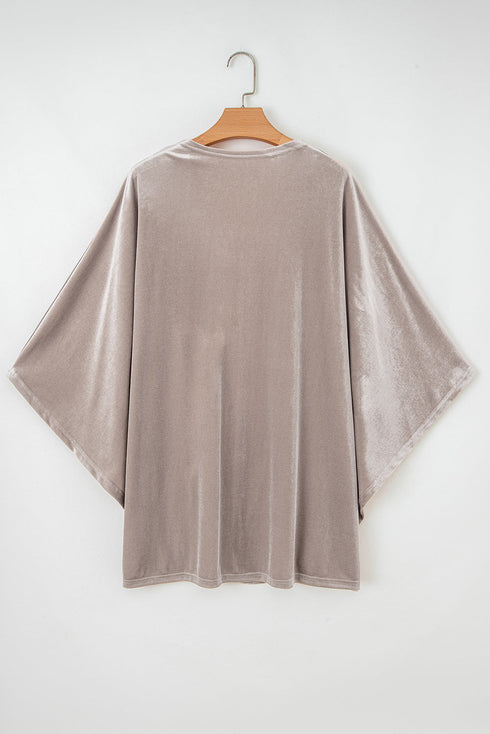 Luxe Velvet Open Front Draped Sleeve Kimono