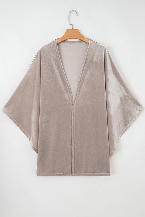 Luxe Velvet Open Front Draped Sleeve Kimono