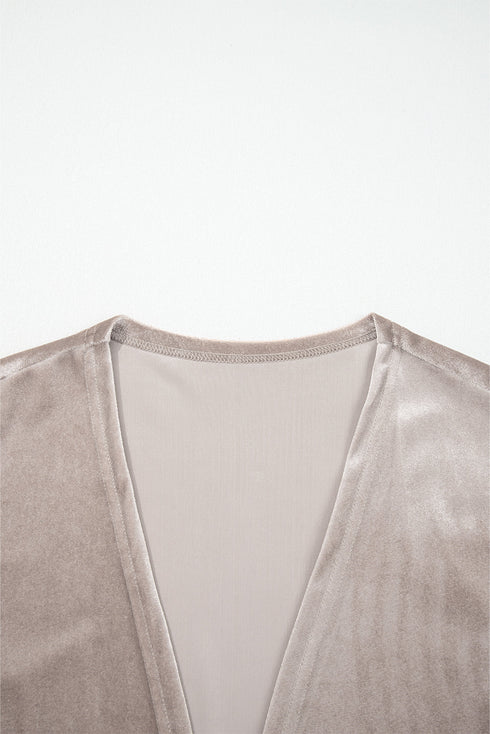 Luxe Velvet Open Front Draped Sleeve Kimono