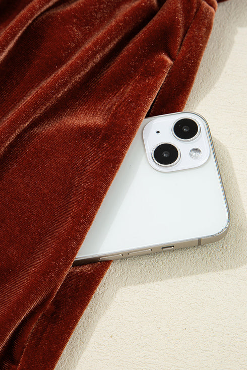 Luxe Velvet V Neck Bishop Sleeve Empire Waist Flared Mini Dress