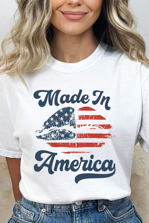 Made In America Lips Graphic Print Crew Neck Tee