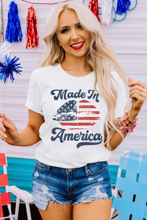 Made In America Lips Graphic Print Crew Neck Tee