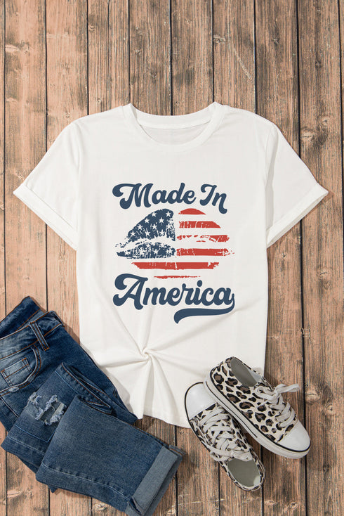 Made In America Lips Graphic Print Crew Neck Tee