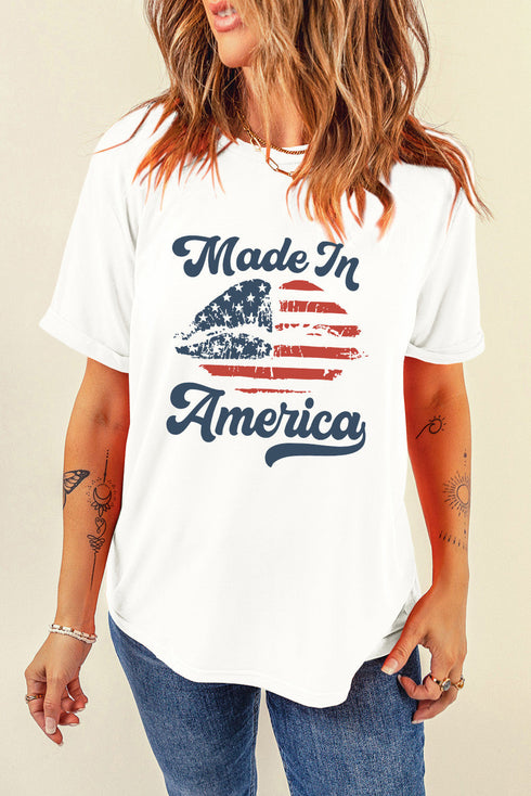 Made In America Lips Graphic Print Crew Neck Tee
