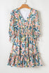 Magnolia Blossoms Ruffled V-Neck Dress