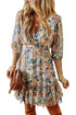 Magnolia Blossoms Ruffled V-Neck Dress