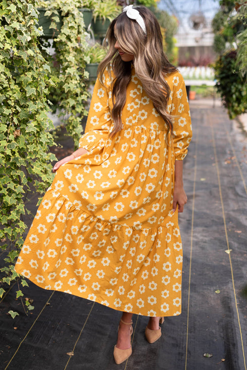 Magnolia Morning Floral Button-Down Collared Maxi Dress