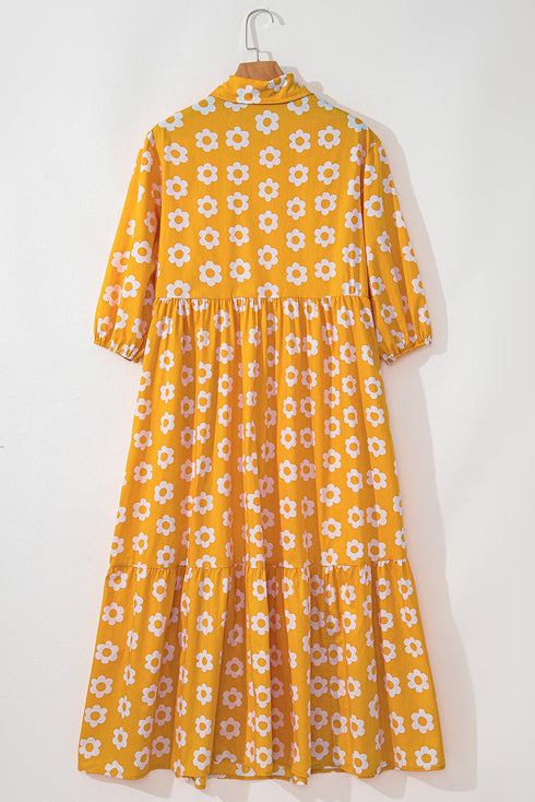 Magnolia Morning Floral Button-Down Collared Maxi Dress