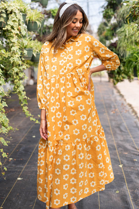 Magnolia Morning Floral Button-Down Collared Maxi Dress