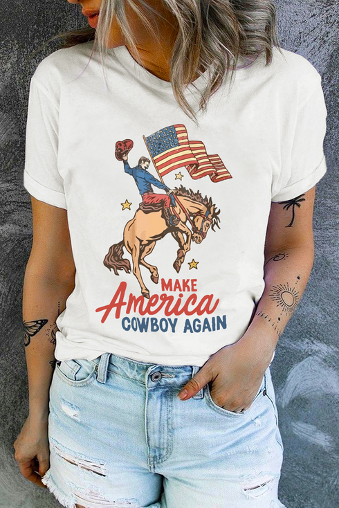 Make America Cowboy Again Graphic Print Crewneck Tee