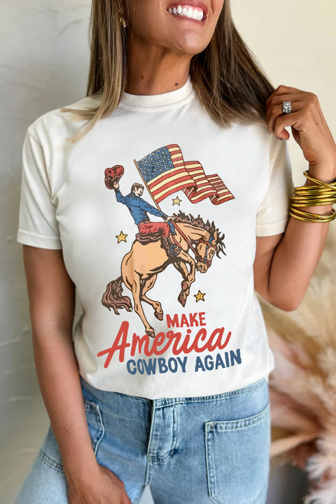 Make America Cowboy Again Patriotic Rodeo Graphic Tee Shirt