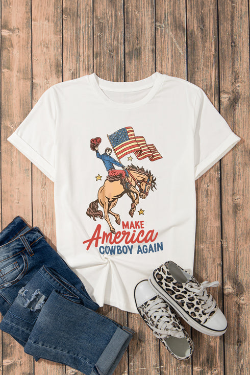 Make America Cowboy Again Patriotic Rodeo Graphic Tee Shirt