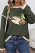Mallard Duck Four Leaf Clover Patchwork Graphic Long Sleeve Tee