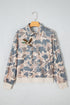 Mallard Embroidered Camouflage Pattern Collared Pullover Sweatshirt