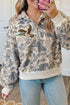 Mallard Embroidered Camouflage Pattern Collared Pullover Sweatshirt