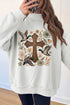 Mallard Floral Cross Print Mock Neck Pullover Sweatshirt