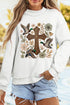 Mallard Floral Cross Print Mock Neck Pullover Sweatshirt