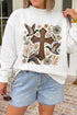Mallard Floral Cross Print Mock Neck Pullover Sweatshirt