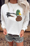 Mallard Graphic Crew Neck Western Pullover Sweatshirt