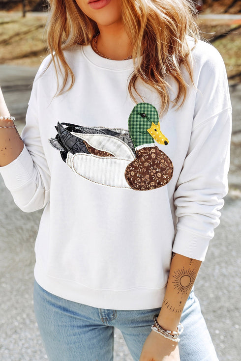 Mallard Graphic Crew Neck Western Pullover Sweatshirt