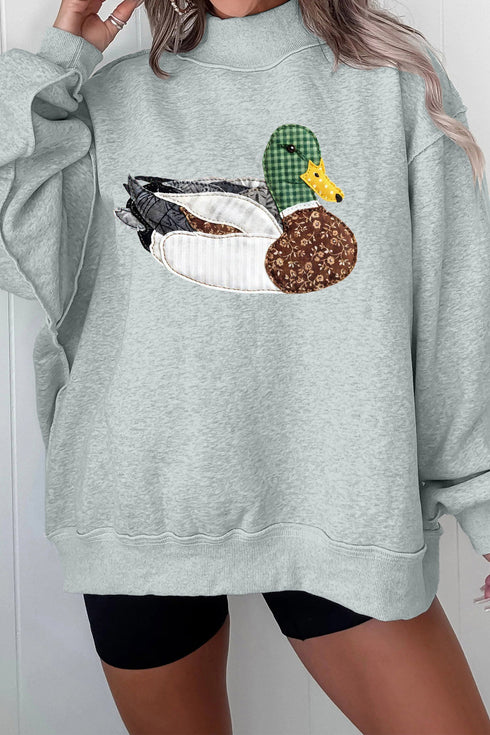 Mallard Printed Mock Neck Western Pullover Sweatshirt