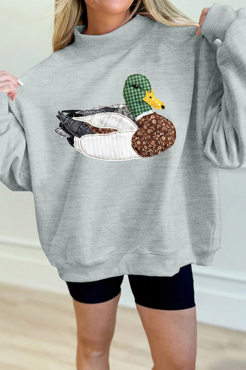 Mallard Printed Mock Neck Western Pullover Sweatshirt