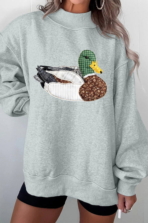 Mallard Printed Mock Neck Western Pullover Sweatshirt