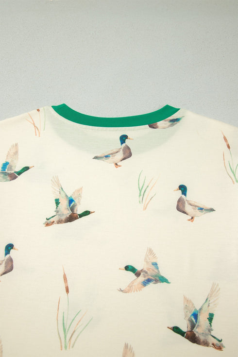 Mallard Printed Western Style Contrast Trim Short Set