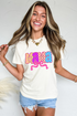 Mama Checkered Bow Knot Graphic Crewneck Short Sleeve Tee