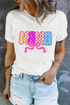 Mama Checkered Bow Knot Graphic Crewneck Short Sleeve Tee