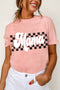 Mama Checkered Graphic Print Casual Short Sleeve Shirt
