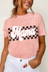 Mama Checkered Graphic Print Casual Short Sleeve Shirt