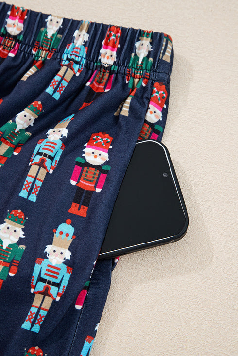 Mama Claus Graphic Tee And Nutcracker Print Lounge Set