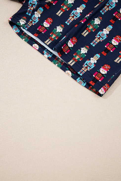 Mama Claus Graphic Tee And Nutcracker Print Lounge Set