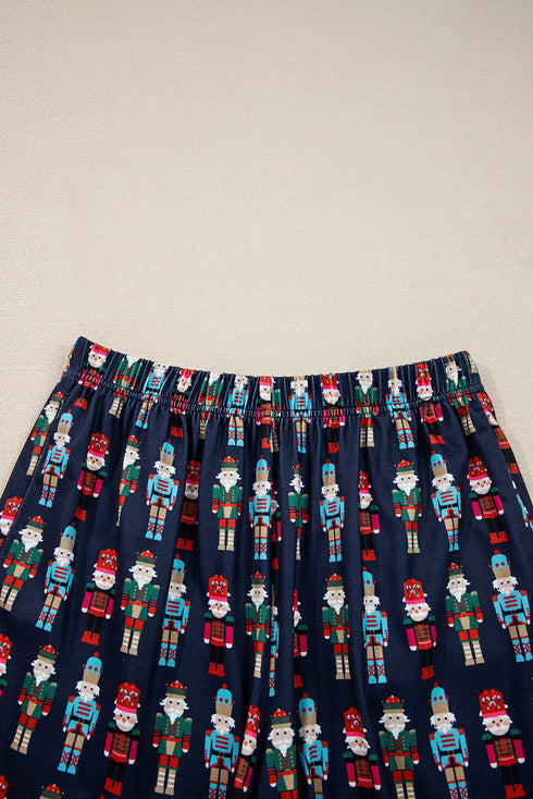Mama Claus Graphic Tee And Nutcracker Print Lounge Set