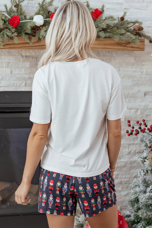 Mama Claus Graphic Tee And Nutcracker Print Lounge Set