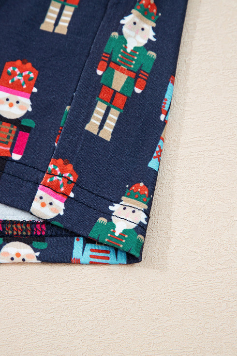 Mama Claus Graphic Tee And Nutcracker Print Lounge Set