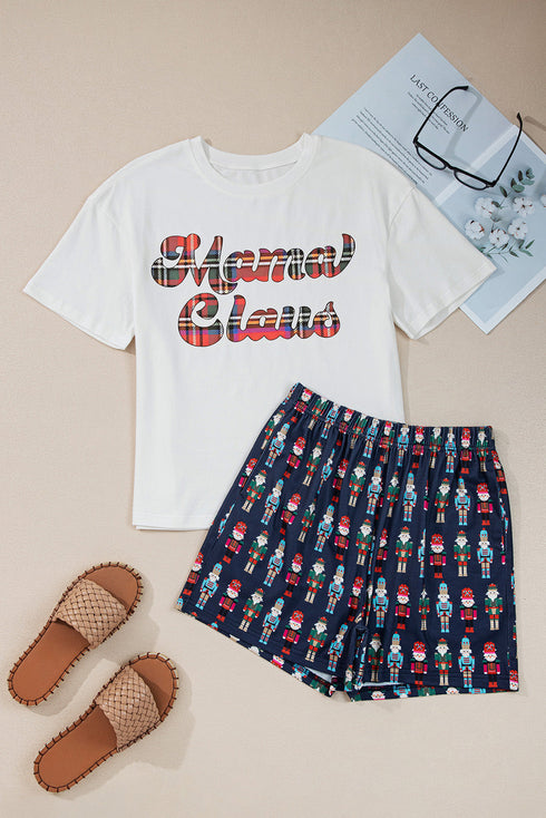 Mama Claus Graphic Tee And Nutcracker Print Lounge Set