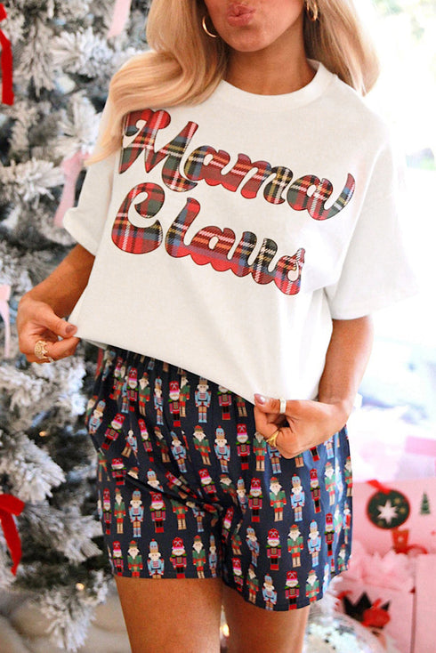 Mama Claus Graphic Tee And Nutcracker Print Lounge Set