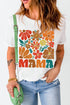 Mama Floral Graphic Print Casual Crewneck Tee