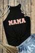 Mama Graphic Halter Neck Sleeveless Jersey Tank