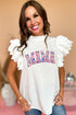 Mama Graphic Layered Scalloped Sleeve Tee