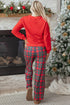 Mama Graphic Plaid Print Crewneck Pullover And Pants Lounge Set